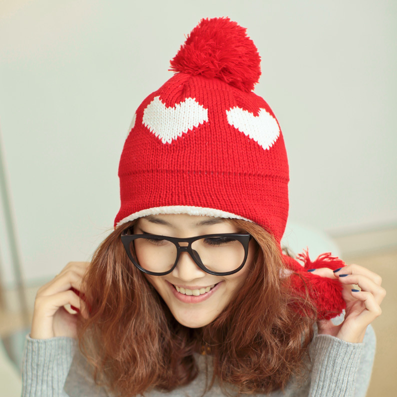 Mx21 macrospheric love knitted hat autumn and winter knitted warm hat ear hat female winter hat