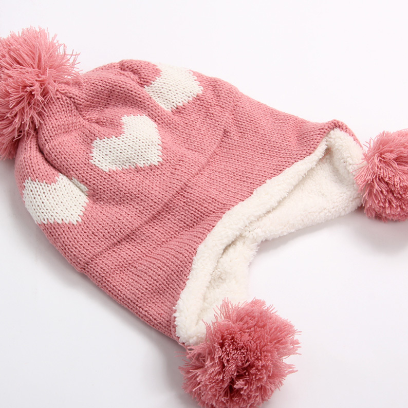 Mx21 winter hat female knitted hat knitting wool knitted hat thermal sphere love ear protector cap