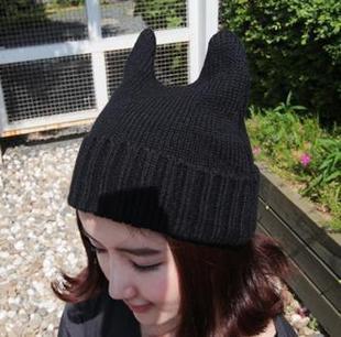 Mx27 cap devil horn cat ears cap knitted hat knitted hat female autumn and winter