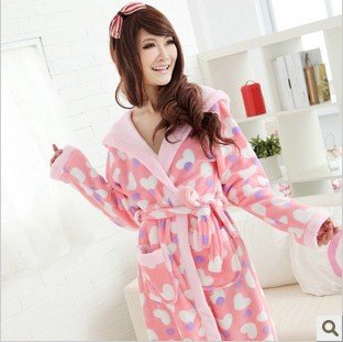 n a bathrobe paragraph sexy coral flocking nightgown winter thickening lady nightgown lovely female bathrobe