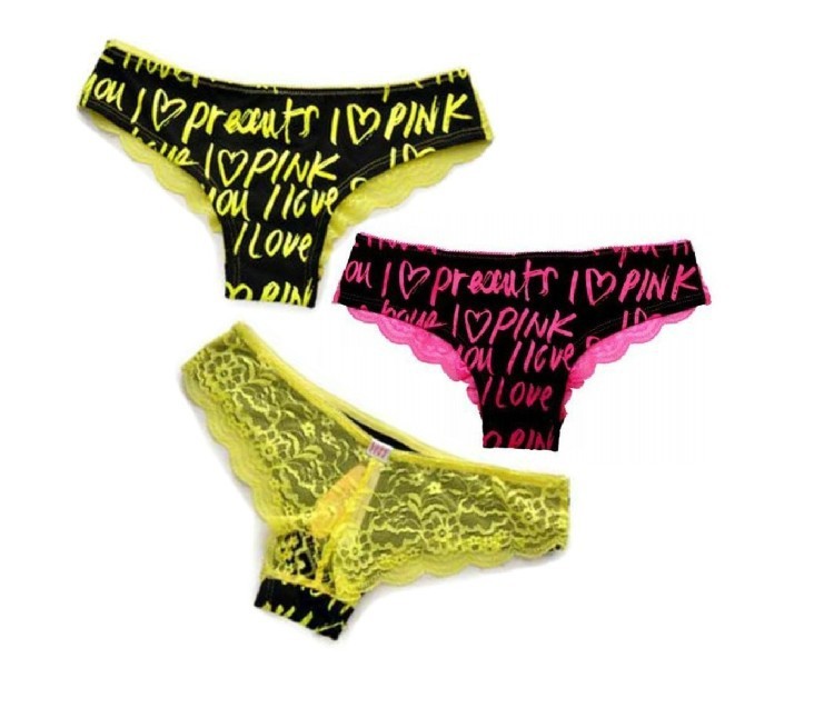 N048 Free shipping Brand VS women's Pure cotton transparent sexy briefs lady's lace panties