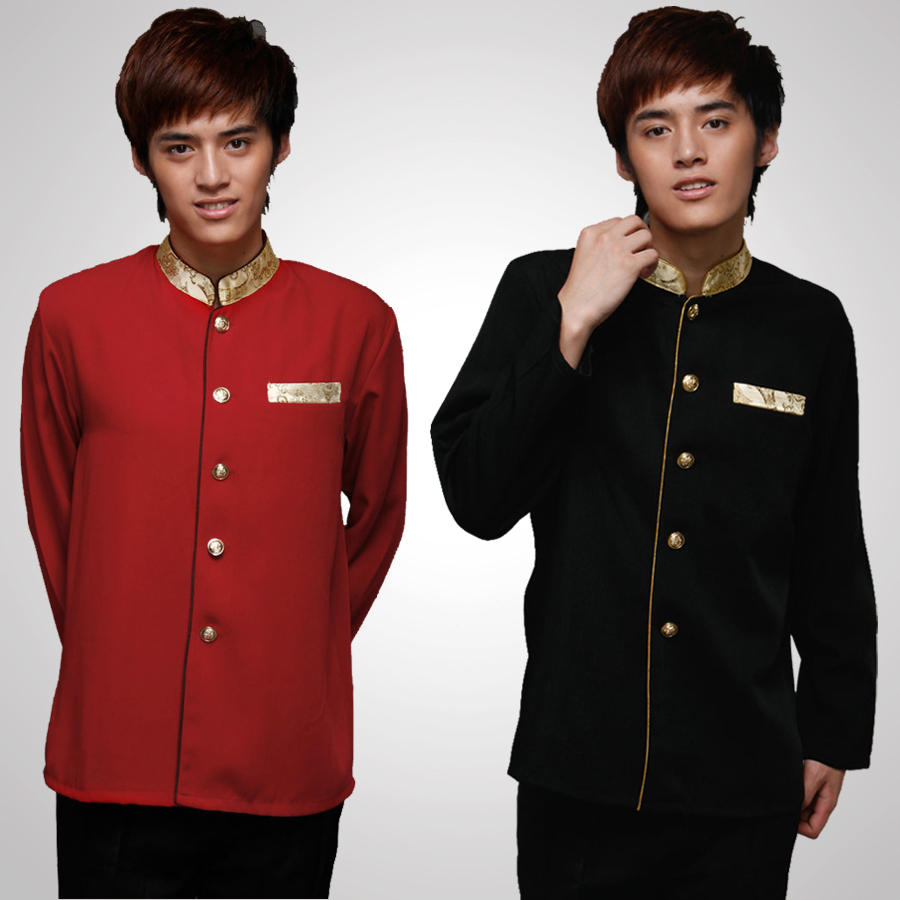 N1301 work wear autumn and winter long-sleeve waiter uniform clothes