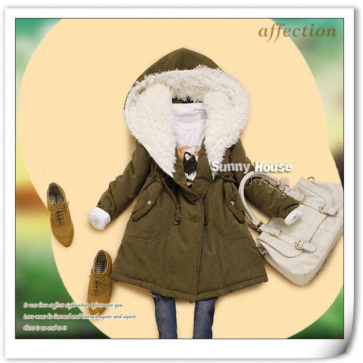 N3-3 winter women's with a hood double breasted medium-long tooling loop pile thickening wadded jacket cotton-padded jacket