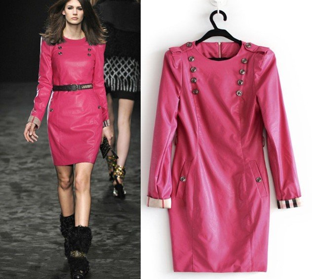 name brand long sleeve fashionable leather dress design