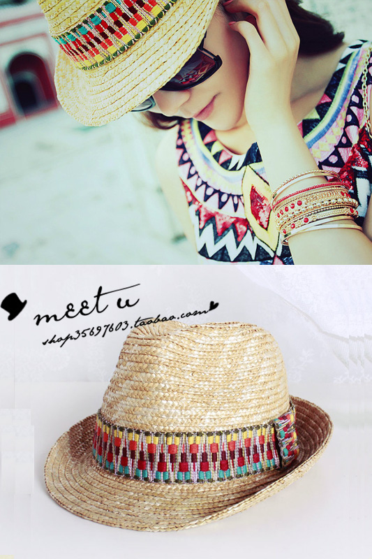 National trend after roll up hem shaping fedoras straw hat general spring and summer