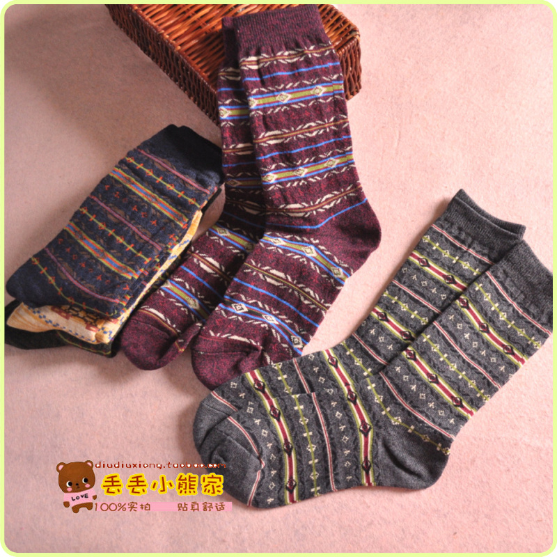 National trend vintage socks knee-high male women's 100% lovers cotton sock