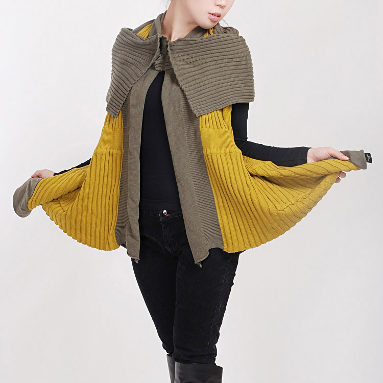 National trend women's sweater vest original design cape thickening cardigan can do scarf
