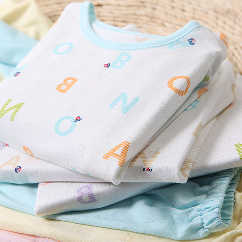 Natural bamboo fibre set boa autumn and winter underwear set baby sleepwear baby lounge