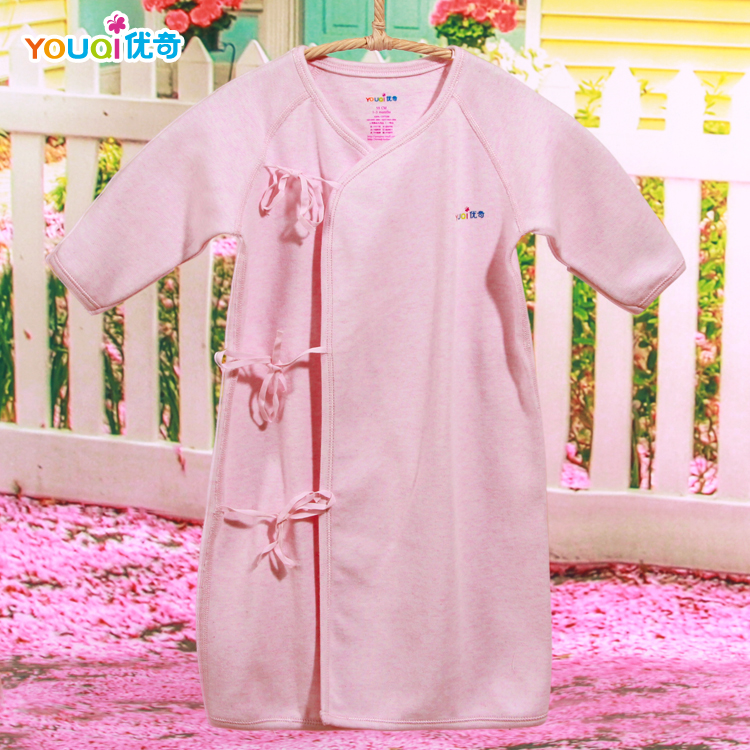 Natural colored cotton baby newborn underwear clothes baby long-sleeve bandage sleepwear robe enys009