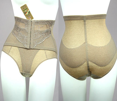 Natural colored cotton high waist double breasted layer drawing abdomen pants butt-lifting body shaping pants trigonometric