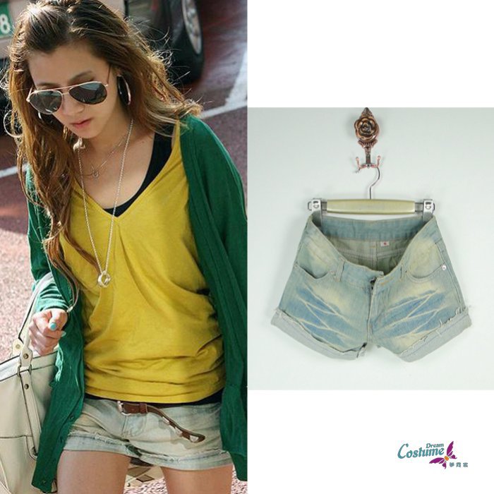 Nda single-shorts sty fashion vintage spring denim shorts roll-up hem water wash loose plus size female