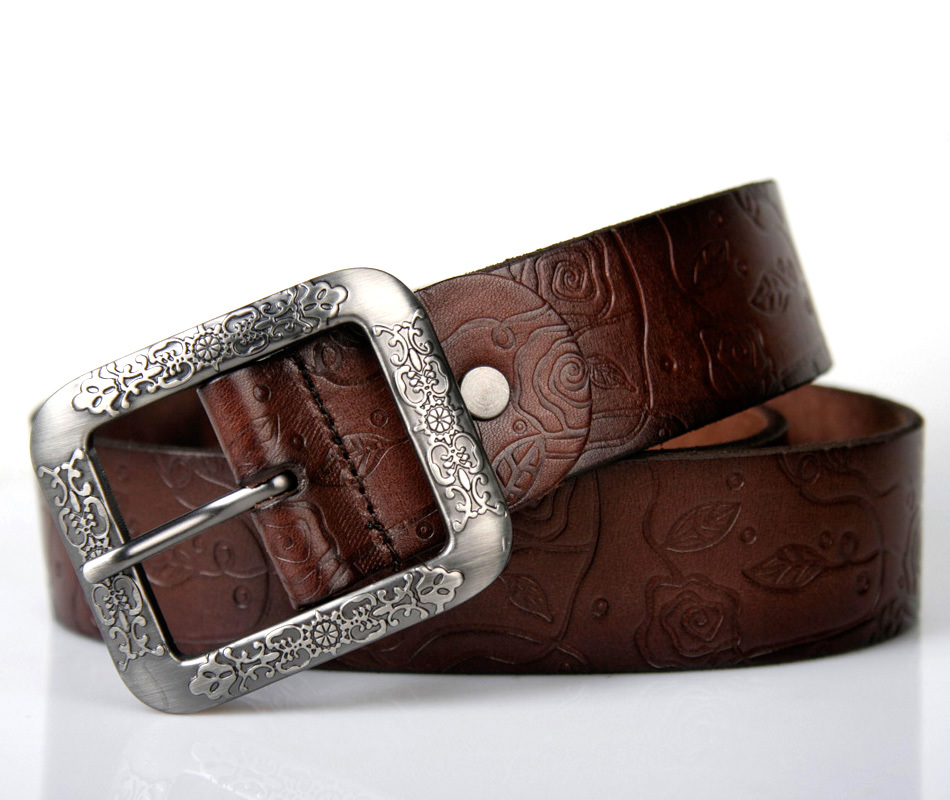 Neexs first layer of cowhide embossed belt women's casual strap women's genuine leather strap pin buckle