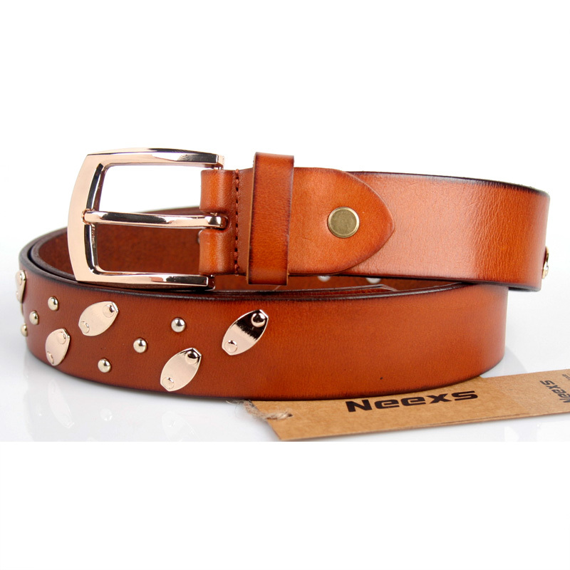 Neexs strap rivet belt women's first layer of cowhide belt all-match genuine leather strap