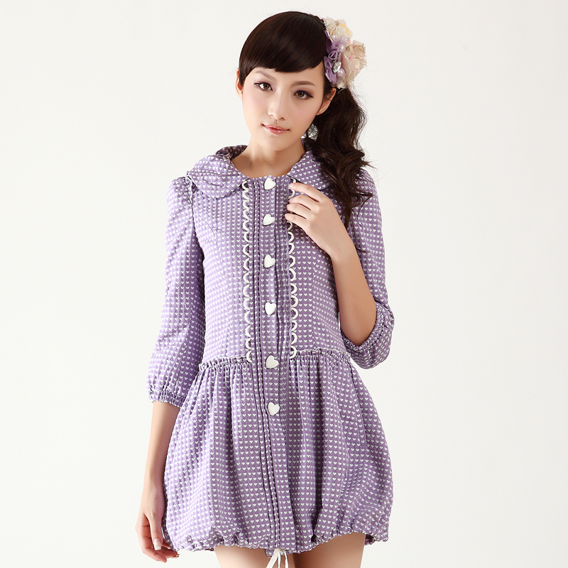 Nemow 2011 gentlewomen slim drawstring o-neck three quarter sleeve design long trench female a0e259