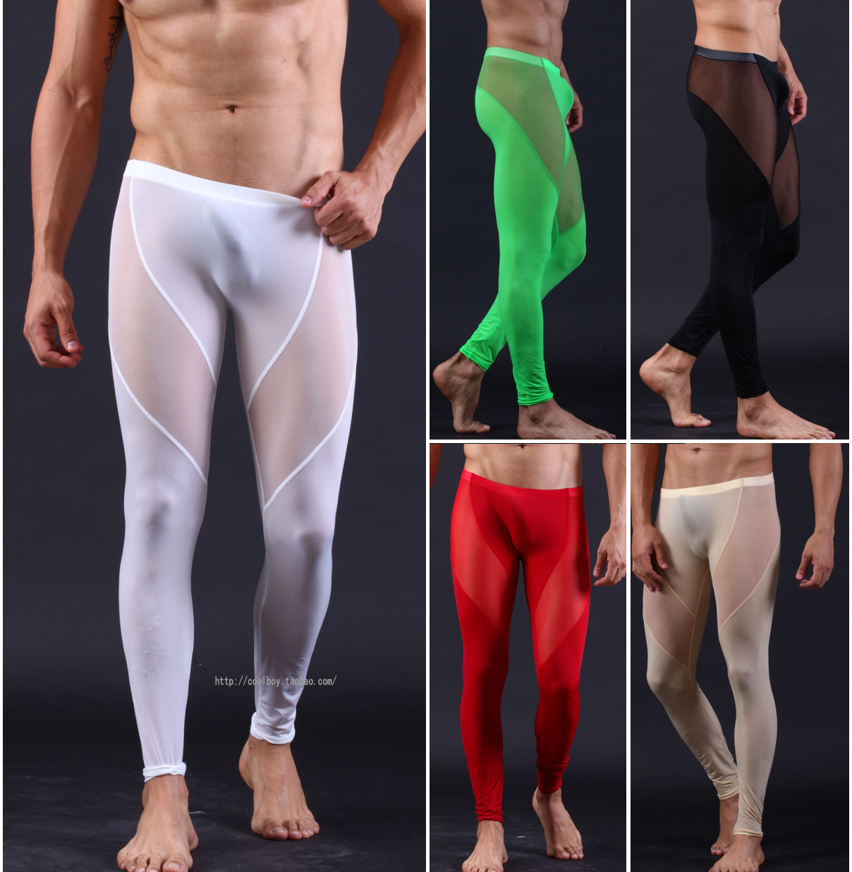 Net wj male long johns ultra-thin transparent gauze sexy underwear trousers low-waist tight legging
