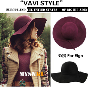 Net women's woolen wave cap dome hat cashmere large brim hat