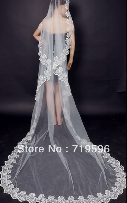 New 1 Tier white bridal Veil Cathedral wedding Veil Length 220 CM /Wedding dress