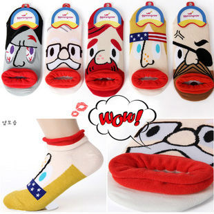 New 12Pairs 100%Cotton Casual Lovely pirate captain cartoon pattern curling short summer women ankle sock slippers wholesale