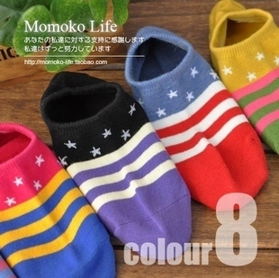 New 12Pairs cotton National flag navy style multi color stripe shallow invisible summer women ankle sock slippers wholesale