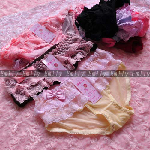 NEW 12pcs Cute Women's Underwear soft Gauze fabrics lace and bowknot adornment lovely ladies' briefs