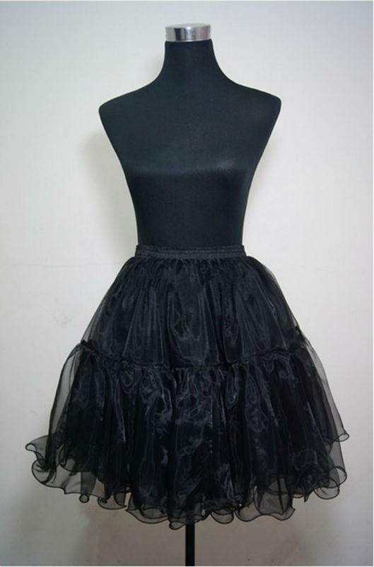 New 19" Knee Length Crinoline Petticoat Slip 6 COLORS 50s Slip Black