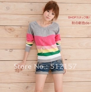 new !2012  arrival gentle women casual striped short design sweater slim two ways sweaters-100