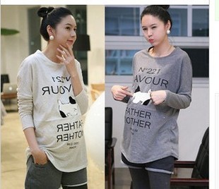 New 2012 autumn maternity clothing fashion all-match cartoon puppy o-neck long-sleeve T-shirt w825 free shipping