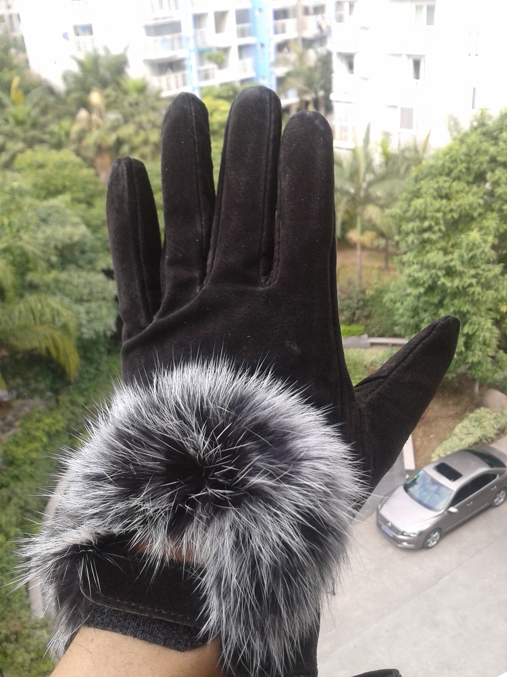 NEW 2012 Romantic Seoul Winter glove double thick warm super warm leather angora female leather gloves dark brown