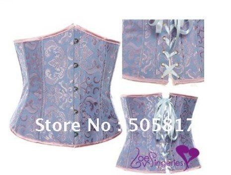 NEW 2012 underbust bustier shaper Ladies brocade corset lingeries blue Free ship MZ2215