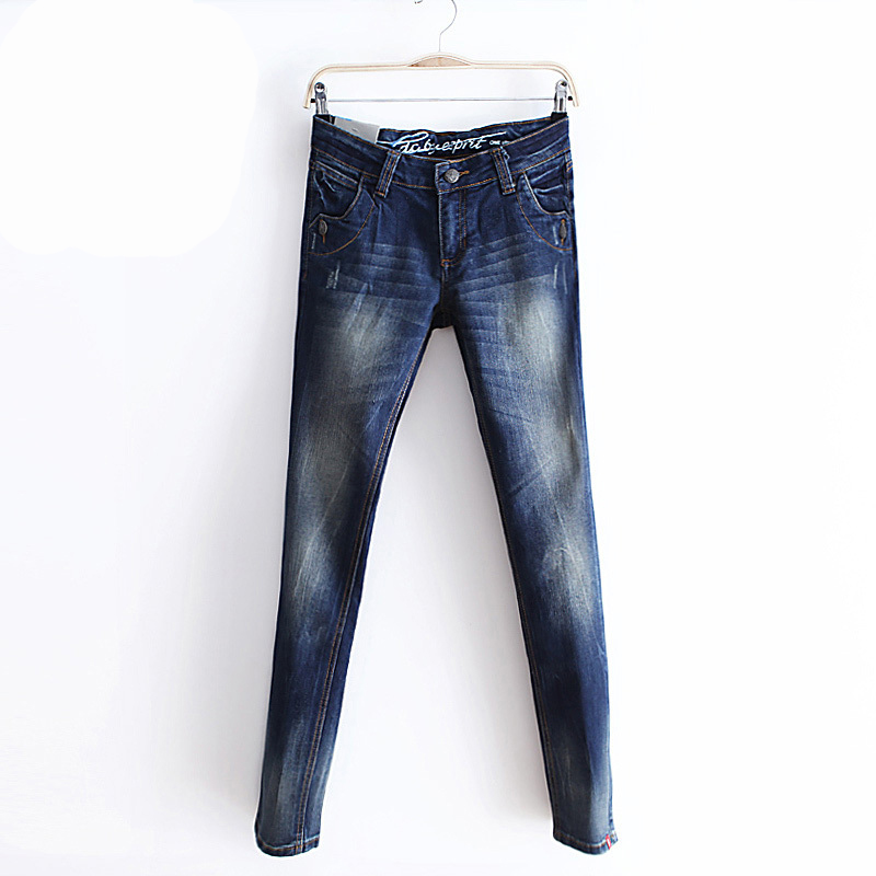 new 2013 autumn and winter fashion water wash distrressed jeans slim pencil pants female wk465