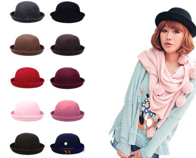 new 2013 Cheap selling wool leather cap cashmere fedoras jazz hat winter hat women fur
