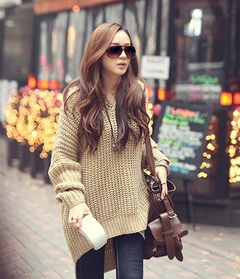 New 2013 fashion women's sweaters ASYMMETRIC LOOSE FIT HOODED SWEATER JUMPER knitted sweater