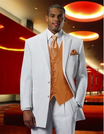 New 2013 free shipping  free bow free  orange vest white  tuxedos with Single-Breasted  mens wedding suit NO.01093