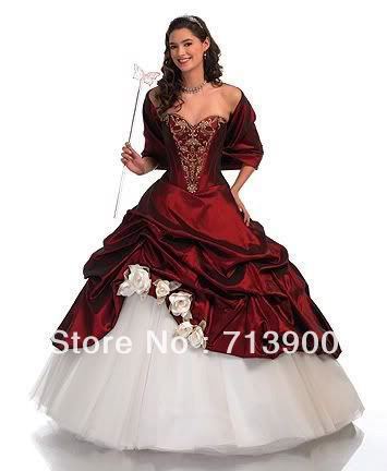New 2013 Quinceanera white/red Wedding Party evening Dress Prom Ball Gown
