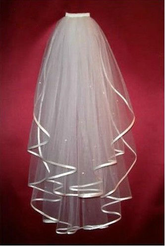 New 2T White Or Ivory Bride Bridesmaid Wedding dress Accessories Bead veil +Comb