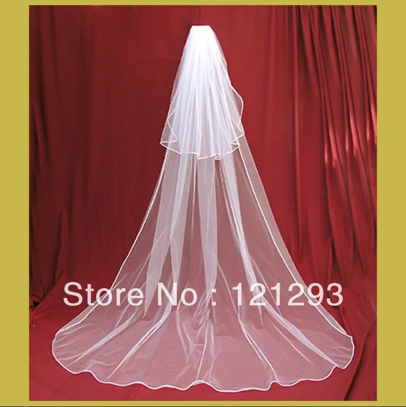 new 2t white or Ivory Wedding Bridal veil Cathedral Length with comb