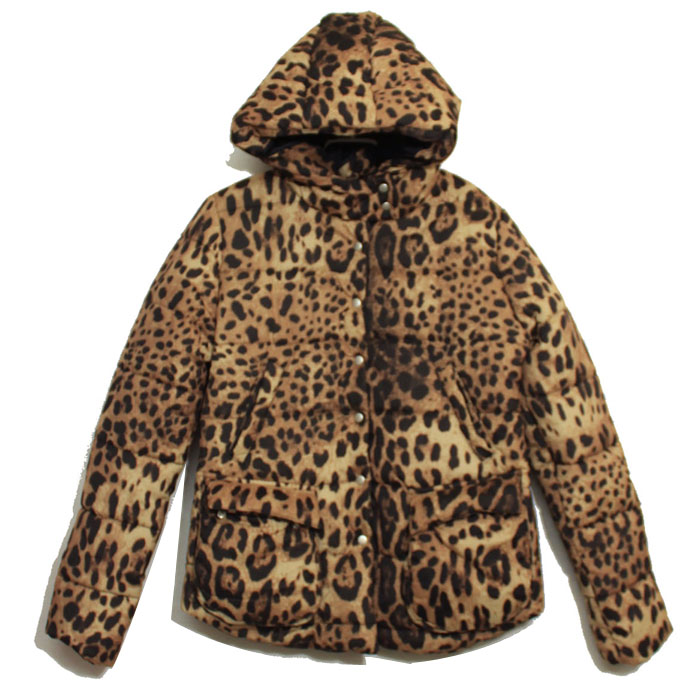 NEW! Acm fashion quality leopard print bread service wadded jacket hooded bread cotton-padded jacket outerwear Free shipping