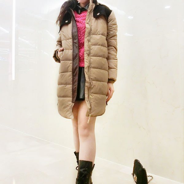 NEW! Acm i.t woolen patchwork irregular long design with a hood wadded jacket bread service military cotton-padded jacket