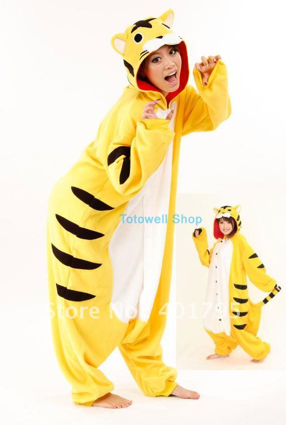 New Adult Animal Tiger Pajamas Sleepsuit Onesie Sleepwear Pyjamas Unisex Yellow