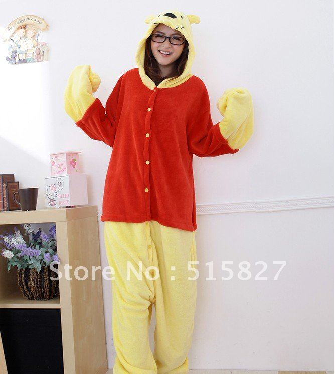 New Adult Animal Winnie the Pooth Bear Cosplay Pajamas Onesie Sleepwear Costume