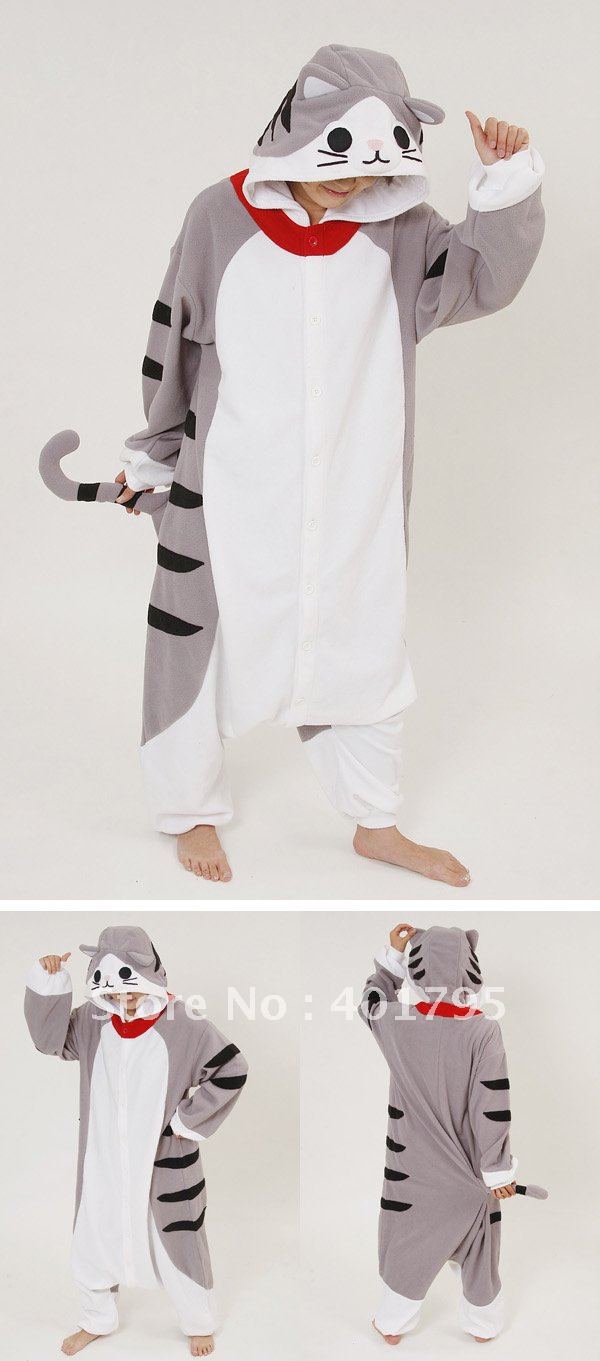 New  Adult Fleece Lovely  Tabby  Cat  Pyjamas  Pajamas Sleepsuit sleepwear Onesie