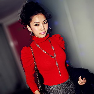 New and fashion 2 winter female basic shirt sweater red black green