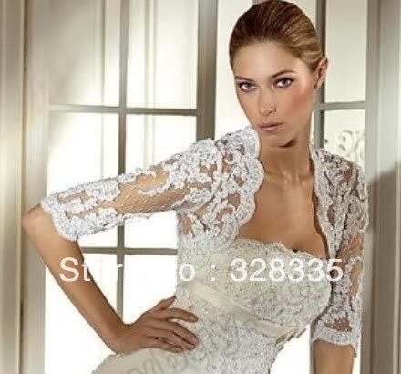 New Arrilval Hot Selling Middle Sleeves Lace Bridal Wedding Bolero Jacket 2013