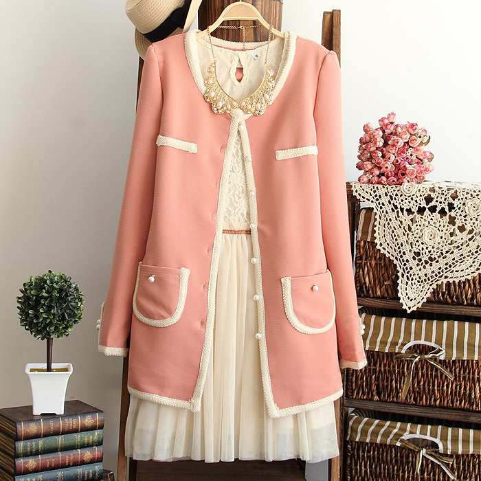 New arrival 1745 autumn and winter women small gentlewomen 2012 bordered long-sleeve slim outerwear trench