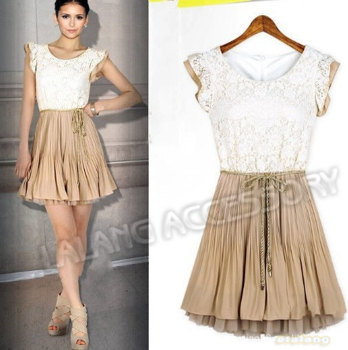 New Arrival 1pcs Fashion Retro Lace Sleeveless Vest Spring/ Summer Dress for Women 2 Colors available SIZE S/M/L 650978