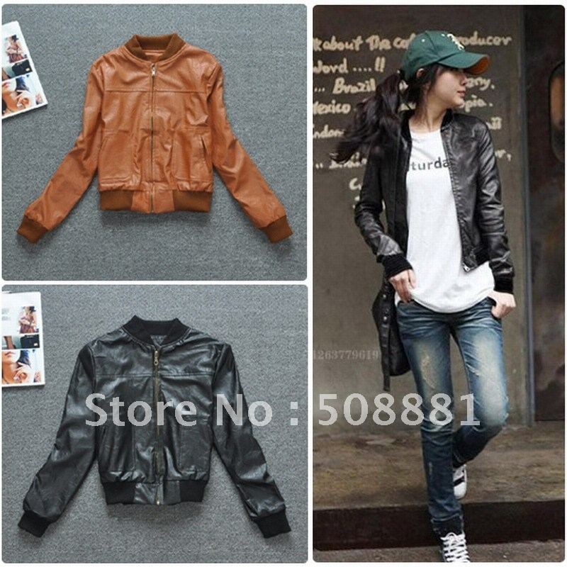 New arrival 2012 autumn and winter leather clothing female outerwear women's PU clothing khaki/black  2012 fashion coats