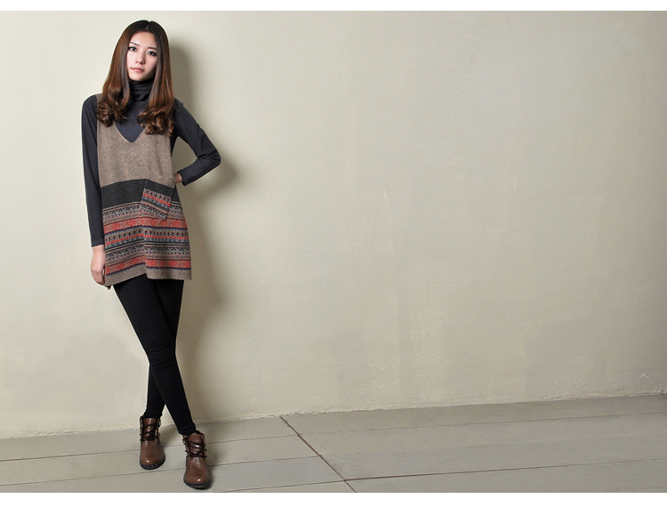 New arrival 2012 autumn and winter women's sweater outerwear sweater tank dress national trend knit dress sweater dress