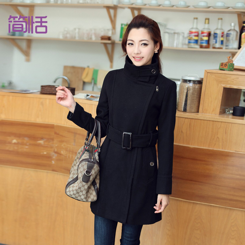 New arrival 2012 autumn stand collar trench paragraph wool coat belt slim outerwear overcoat