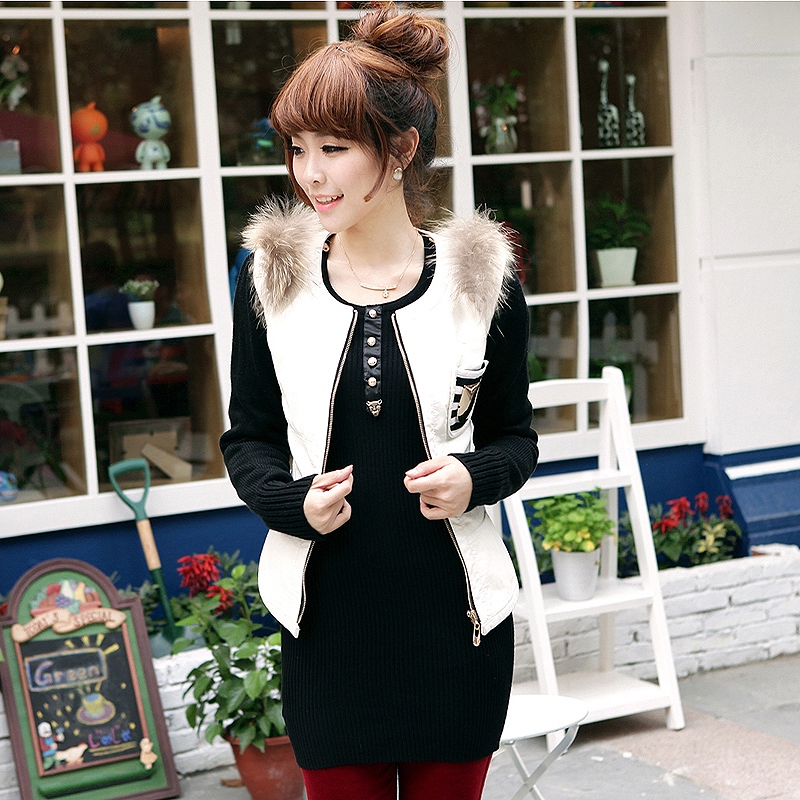 New arrival 2012 long-sleeve water washed leather raccoon fur slim short jacket female x