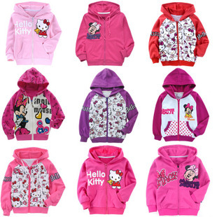 New arrival 2012 spring and autumn children's clothing female child outerwear 100% cotton hooded zipper outerwear